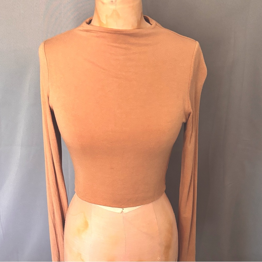 Naked Wardrobe Tan Long Sleeve Women's Top